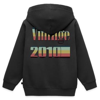 2010 anniversaire 2010 né en 2010 anniversaire - Sweat Premium à capuche zippé enfant bio - noir - Dos - AI Model Kid Male (0cm)