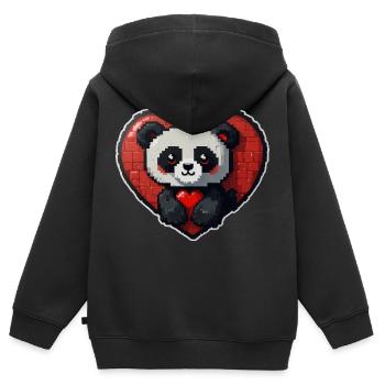 Pixel-Panda mit großem Herz - Kinder Premium Organic Zip Hoodie - Schwarz - Hinten - AI Model Kid Male (0cm)