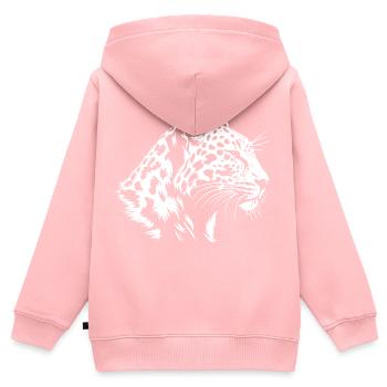 Léopard - Sweat Premium à capuche zippé enfant bio - rose - Dos - AI Model Kid Female (0cm)