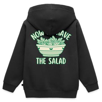 Now We Have The Salad - Salade Denglish amusante - Sweat Premium à capuche zippé enfant bio - noir - Dos - AI Model Kid Male (0cm)
