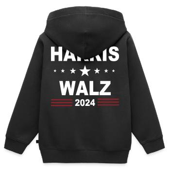 Harris Walz 2024 - Kinder Premium Organic Zip Hoodie - Schwarz - Hinten - AI Model Kid Male (0cm)