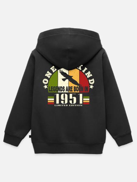 Legend Born 1951 Birthday 73 Years - Kids Premium Organic Zip-up Hoodie - black