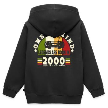 2000 Naissance de légende 2000 né en 2000 annivers - Sweat Premium à capuche zippé enfant bio - noir - Dos - AI Model Kid Male (0cm)