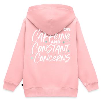 fonctionnant à la caféine et aux préoccupations constantes Design - Sweat Premium à capuche zippé enfant bio - rose - Dos - AI Model Kid Female (0cm)