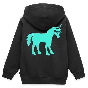 Cooles Cyan DJ Einhorn Fabelwesen Party Club Musik - Kinder Premium Organic Zip Hoodie - Schwarz - Hinten - AI Model Kid Male (0cm)