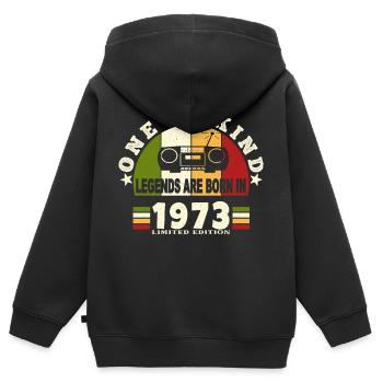 1973 Naissance de légende 1973 né en 1973 annivers - Sweat Premium à capuche zippé enfant bio - noir - Dos - AI Model Kid Male (0cm)