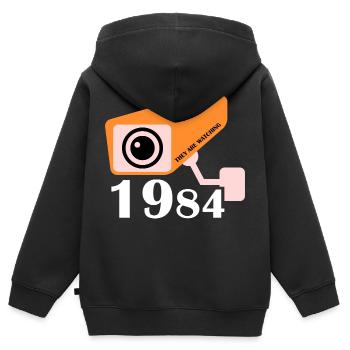 1984 - Sie schauen zu - Kinder Premium Organic Zip Hoodie - Schwarz - Hinten - AI Model Kid Male (0cm)