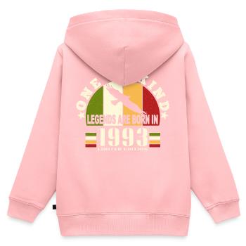 Legend Born 1993 anniversaire 31 ans - Sweat Premium à capuche zippé enfant bio - rose - Dos - AI Model Kid Female (0cm)