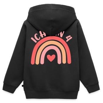 Ich bin 4 niedliche Regenbogen Design Junge Mädche - Kids Premium Organic Zip-up Hoodie - black - Back - AI Model Kid Male (0cm)