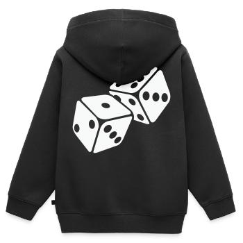 würfel - Kinder Premium Organic Zip Hoodie - Schwarz - Hinten - AI Model Kid Male (0cm)