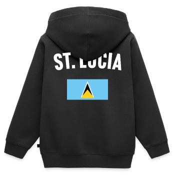 Drapeau de Sainte-Lucie - Sweat Premium à capuche zippé enfant bio - noir - Dos - AI Model Kid Male (0cm)