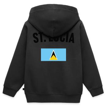 St. Lucia Flagge - Kinder Premium Organic Zip Hoodie - Schwarz - Hinten - AI Model Kid Male (0cm)