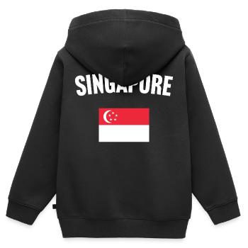 Singapur Flagge - Kinder Premium Organic Zip Hoodie - Schwarz - Hinten - AI Model Kid Male (0cm)