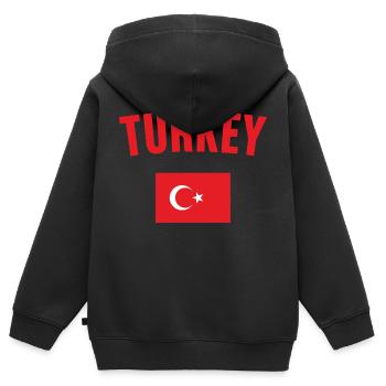 Drapeau de la Turquie - Sweat Premium à capuche zippé enfant bio - noir - Dos - AI Model Kid Male (0cm)