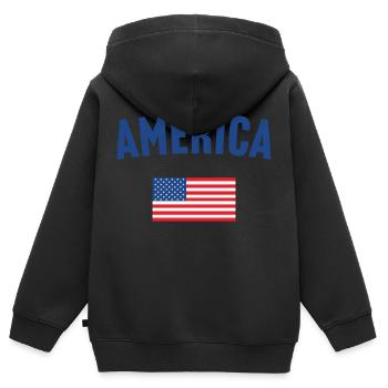Amerika Flagge - Kinder Premium Organic Zip Hoodie - Schwarz - Hinten - AI Model Kid Male (0cm)