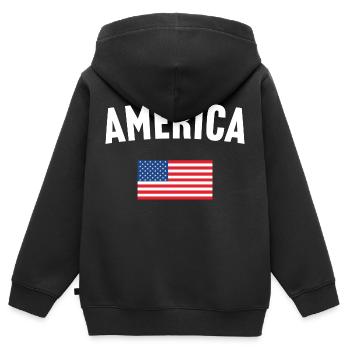 Amerika Flagge - Kinder Premium Organic Zip Hoodie - Schwarz - Hinten - AI Model Kid Male (0cm)