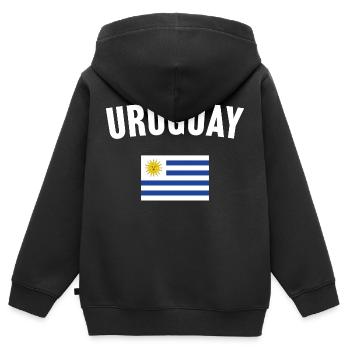 Drapeau de l’Uruguay - Sweat Premium à capuche zippé enfant bio - noir - Dos - AI Model Kid Male (0cm)
