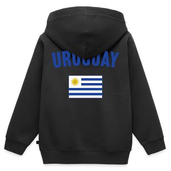 Drapeau de l’Uruguay - Sweat Premium à capuche zippé enfant bio - noir - Dos - AI Model Kid Male (0cm)