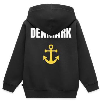 Dänemark Fischerhut - Kinder Premium Organic Zip Hoodie - Schwarz - Hinten - AI Model Kid Male (0cm)