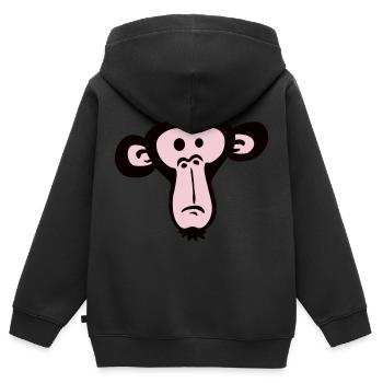 Trauriger Verwirrter Affe Kopf Langeweile Gesicht - Kinder Premium Organic Zip Hoodie - Schwarz - Hinten - AI Model Kid Male (0cm)