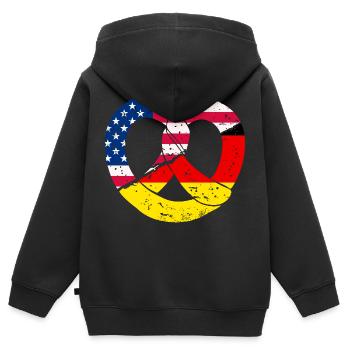 Brezel Amerikanische Herkunft Deutsch - Kinder Premium Organic Zip Hoodie - Schwarz - Hinten - AI Model Kid Male (0cm)