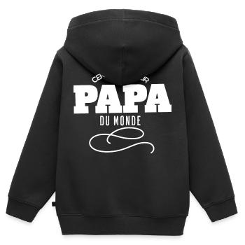 Certifié Meilleur papa du Monde - Sweat Premium à capuche zippé enfant bio - noir - Dos - AI Model Kid Male (0cm)