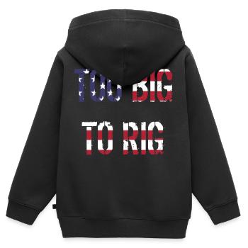TOO BIG TO RIG 2024 - Kinder Premium Organic Zip Hoodie - Schwarz - Hinten - AI Model Kid Male (0cm)