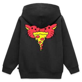 2 Chats Nourriture Salami Pizza Restauration rapide Hunger Team - Sweat Premium à capuche zippé enfant bio - noir - Dos - AI Model Kid Male (0cm)