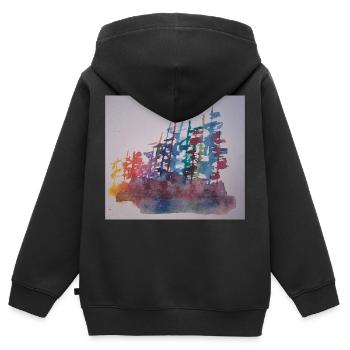 Wald - Kinder Premium Organic Zip Hoodie - Schwarz - Hinten - AI Model Kid Male (0cm)