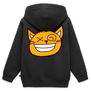 Wahnsinnige Katze Schielt Lustig Verrückt Grimasse - Kinder Premium Organic Zip Hoodie - Schwarz - Hinten - AI Model Kid Male (0cm)