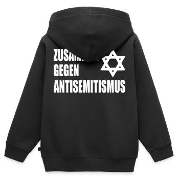 zusammen gegen antisemitismus - Kinder Premium Organic Zip Hoodie - Schwarz - Hinten - AI Model Kid Male (0cm)
