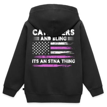 cathéter et bling est une chose stna Design pour un - Sweat Premium à capuche zippé enfant bio - noir - Dos - AI Model Kid Male (0cm)