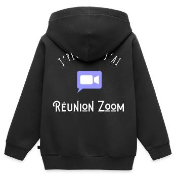 Ich kann kein Zoom-Meeting abhalten - Kinder Premium Organic Zip Hoodie - Schwarz - Hinten - AI Model Kid Male (0cm)
