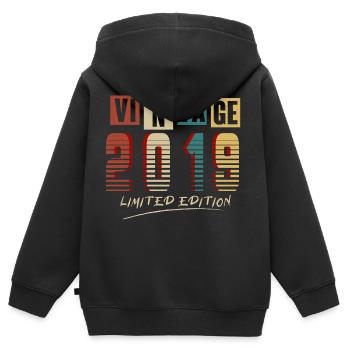 Vintage 2019 : Edition Limitée - 6e anniversaire. - Sweat Premium à capuche zippé enfant bio - noir - Dos - AI Model Kid Male (0cm)