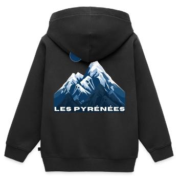 Les Pyrénées - idée cadeau - Sweat Premium à capuche zippé enfant bio - noir - Dos - AI Model Kid Male (0cm)
