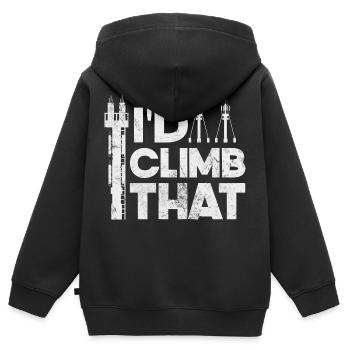 I'd Climb That Cell Tower Climbing Tower - Kinder Premium Organic Zip Hoodie - Schwarz - Hinten - AI Model Kid Male (0cm)