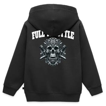 Vollgas - Full Throttle - Kinder Premium Organic Zip Hoodie - Schwarz - Hinten - AI Model Kid Male (0cm)