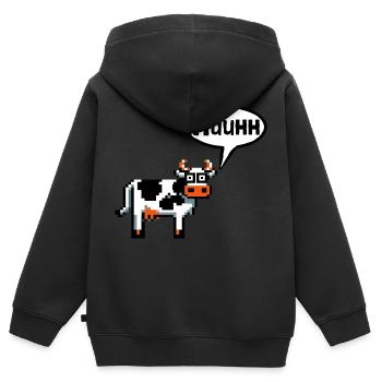 Servus Moin Kuh Hallo Morgen Hello Guten Tag - Kinder Premium Organic Zip Hoodie - Schwarz - Hinten - AI Model Kid Male (0cm)