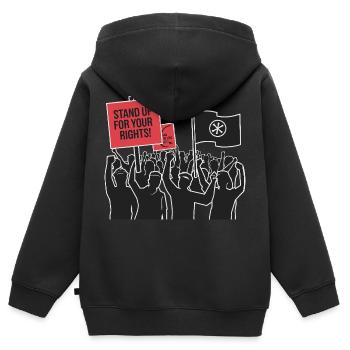 DÉFENDEZ VOS DROITS - Sweat Premium à capuche zippé enfant bio - noir - Dos - AI Model Kid Male (0cm)