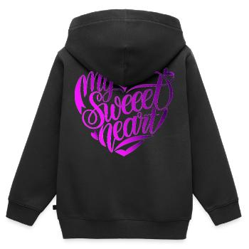 COOLES T-SHIRT, MEIN KLEINES HERZ - Kinder Premium Organic Zip Hoodie - Schwarz - Hinten - AI Model Kid Male (0cm)