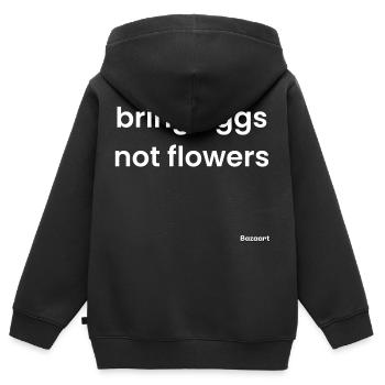 Bringen Sie Eier mit, keine Blumen - Kinder Premium Organic Zip Hoodie - Schwarz - Hinten - AI Model Kid Male (0cm)