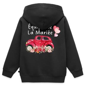 Braut Team Auto Blumen Braut - Kinder Premium Organic Zip Hoodie - Schwarz - Hinten - AI Model Kid Male (0cm)