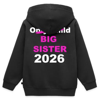 Big Sister 2026 Announcement - Kids Premium Organic Zip-up Hoodie - black - Back - AI Model Kid Male (0cm)
