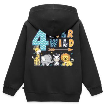 4. Geburtstag 4 Ever Wild Safaritiere Geschenk - Kinder Premium Organic Zip Hoodie - Schwarz - Hinten - AI Model Kid Male (0cm)