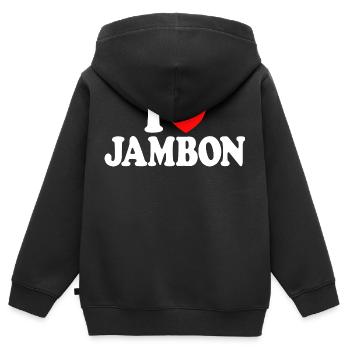 Ich liebe Schinken liebt Schinken - Kinder Premium Organic Zip Hoodie - Schwarz - Hinten - AI Model Kid Male (0cm)