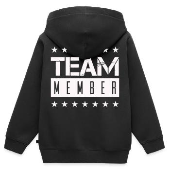 team member - Kinder Premium Organic Zip Hoodie - Schwarz - Hinten - AI Model Kid Male (0cm)
