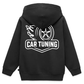 Auto Tuning Autoreifen - Kinder Premium Organic Zip Hoodie - Schwarz - Hinten - AI Model Kid Male (0cm)