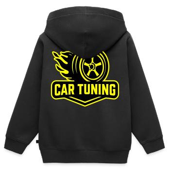 Auto Tuning Autoreifen - Kinder Premium Organic Zip Hoodie - Schwarz - Hinten - AI Model Kid Male (0cm)