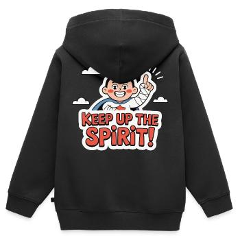 HALTEN SIE DEN SPIRIT AUFRECHT - Kinder Premium Organic Zip Hoodie - Schwarz - Hinten - AI Model Kid Male (0cm)