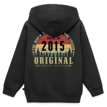 2015 Vintage Born 2015 Vintage Birthday Gift - Kids Premium Organic Zip-up Hoodie - black - Back - AI Model Kid Male (0cm)